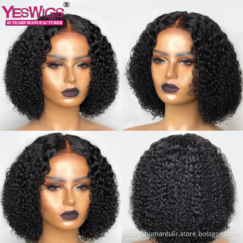Ready To Ship Bob Lace Closure Wigs For Black Women Real Brazilian Human Hair Deep Wave Lace Front Bob Wig Cheap Wholesale Price